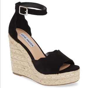 Steve Madden Susana Black Espadrille Wedge Sandal